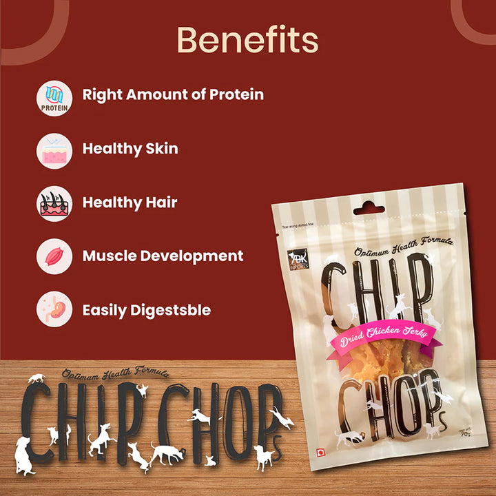 Chip Chops Dried Chicken Jerky Dog Meaty Treat - 70g