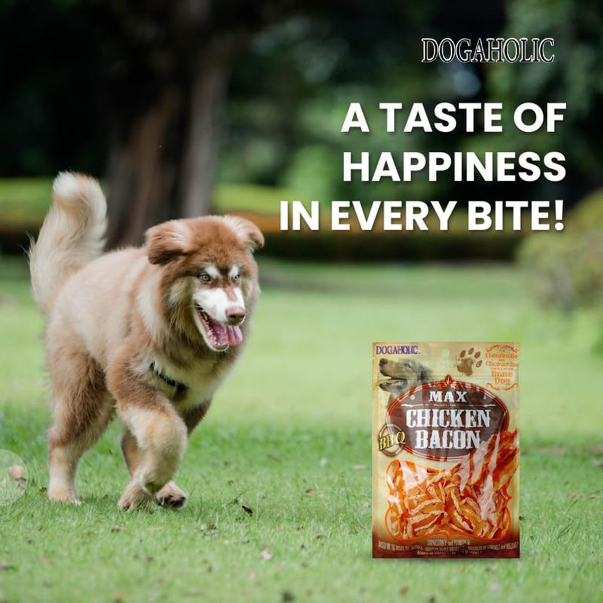 Dogaholic Max BBQ Chicken Bacon Strips Dog Meaty Treat - 130g
