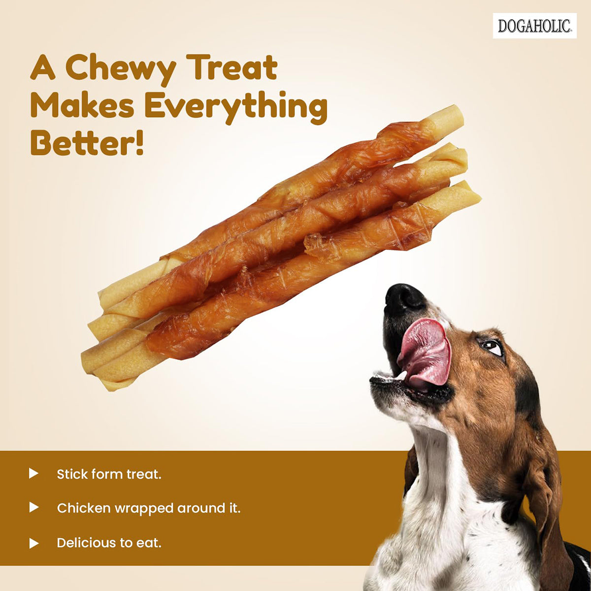 Dogaholic Milky Chew Cheese & Chicken Sticks Dog Treat - 10 pieces
