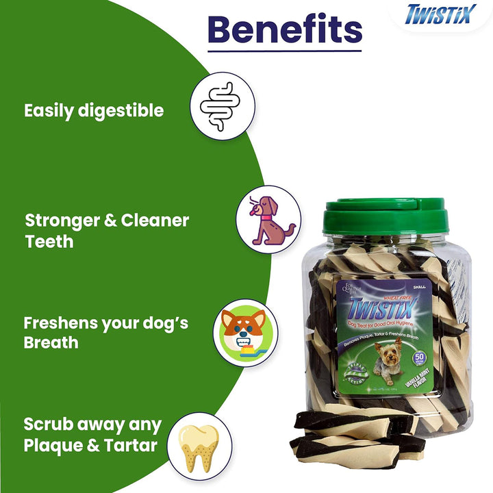 NPIC Twistix Vanilla Mint Dog Dental Treat - 50 Sticks - Canister