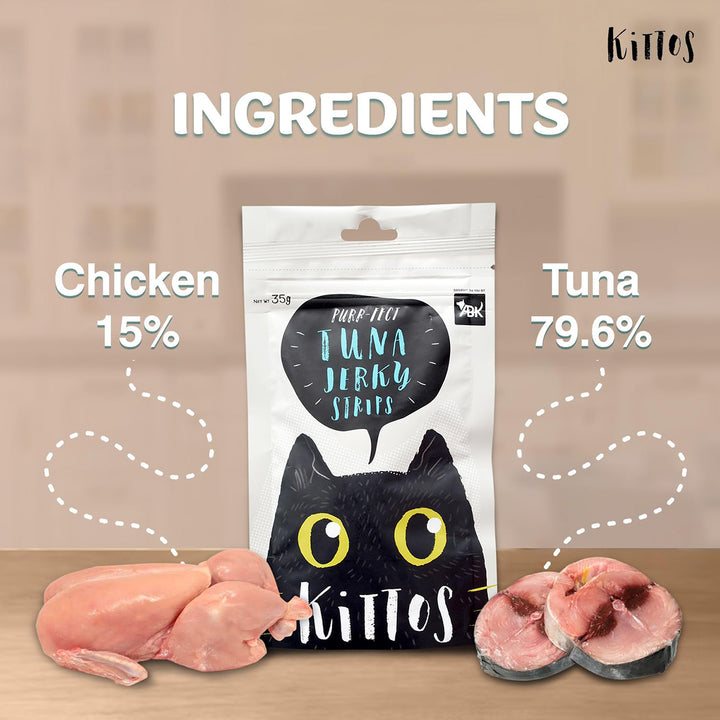 Kittos Tuna Jerky Strips Cat Meaty Treat – 35gm