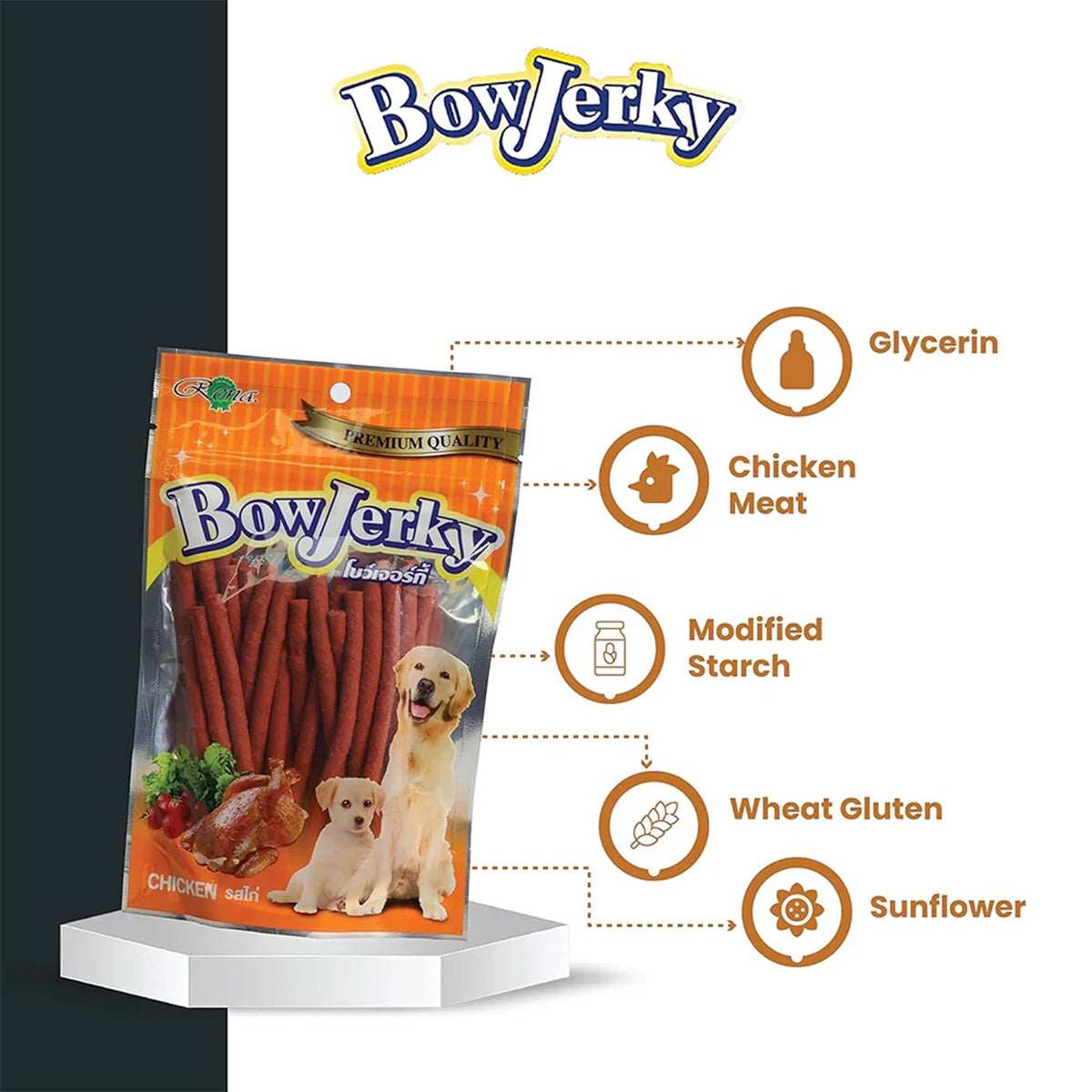 Rena BowJerky Chicken Sticks Dog Meaty Treat - 200g