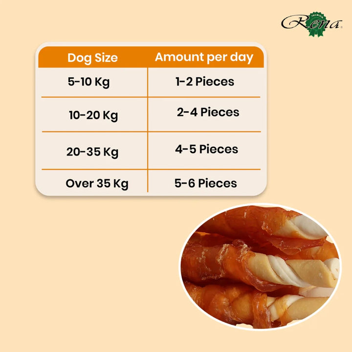 Rena Love Chicken Wrapped Double Sticks Dog Treat - 146g (10 Pieces)