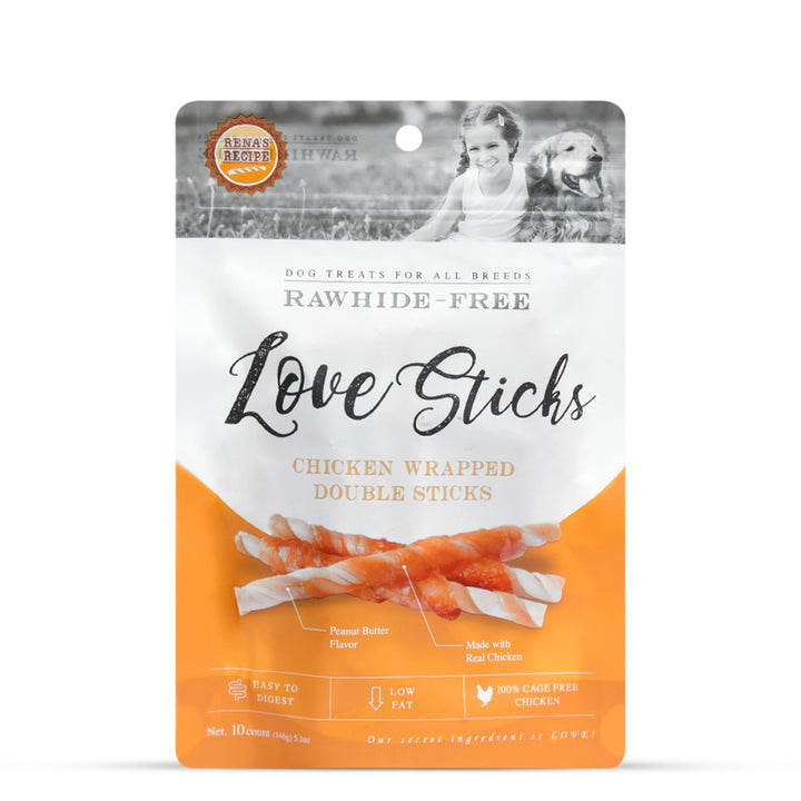 Rena Love Chicken Wrapped Double Sticks Dog Treat - 146g (10 Pieces)