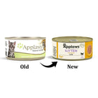 Zigly Applaws kitten chicken cat food old and new packaging comparison, 70g cans