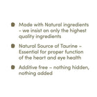 Zigly pet food highlights natural ingredients, taurine source, and additive-free formula.