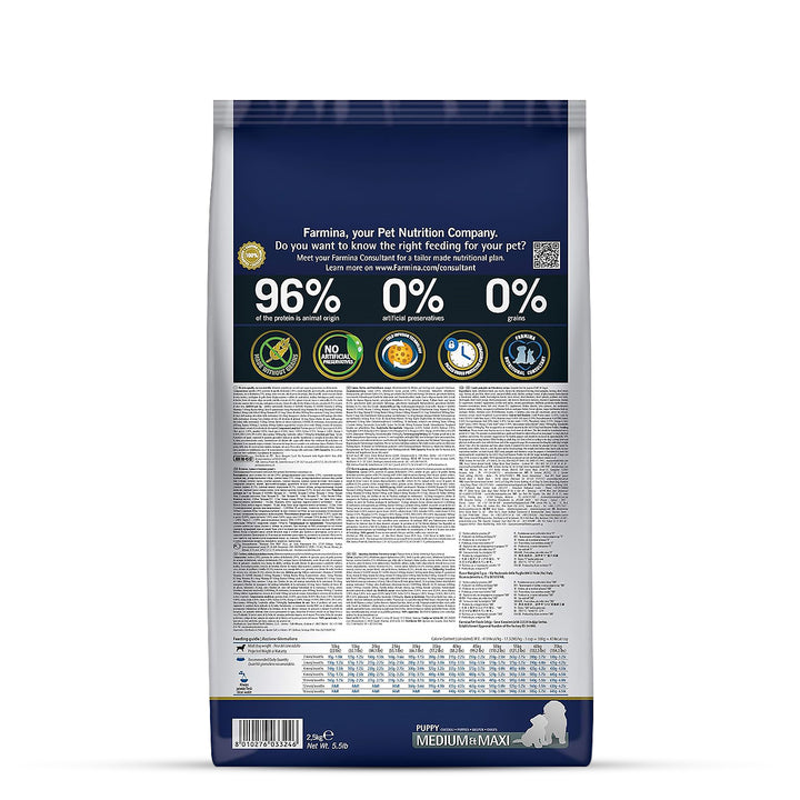Farmina N&D Grain Free Pumpkin Lamb & Blueberry Dry Dog Food - Medium & Maxi Breed Puppy