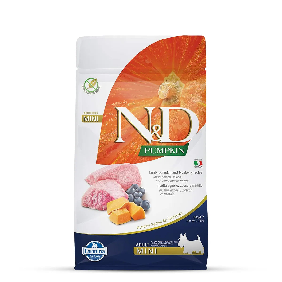 Farmina N&D Pumpkin Grain-Free Lamb & Blueberry Adult Mini Breed Dry Dog Food