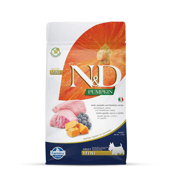 Farmina N&D Pumpkin Grain-Free Lamb & Blueberry Adult Mini Breed Dry Dog Food