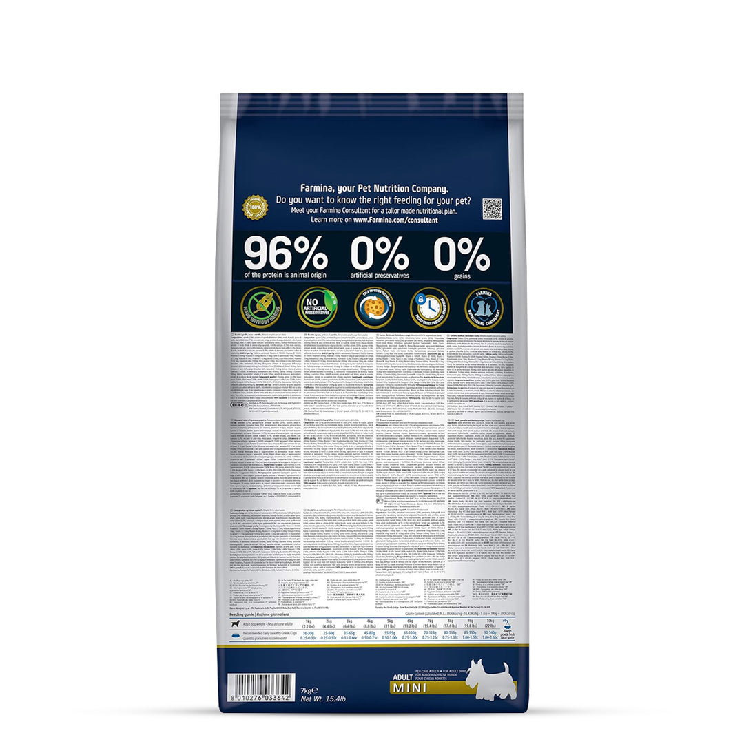 Farmina Grain Free Pumpkin Lamb & Blueberry Dry Dog Food - Mini Breed Adult - 7kg