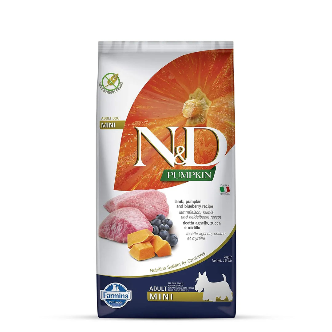 Farmina N&D Pumpkin Grain-Free Lamb & Blueberry Adult Mini Breed Dry Dog Food