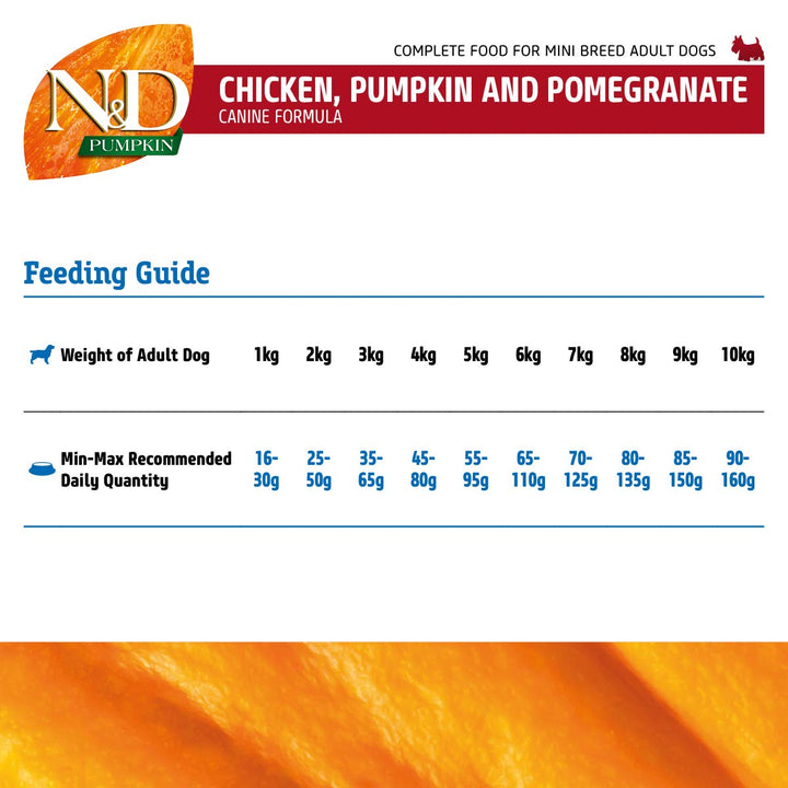 Farmina N&D Grain Free Pumpkin Chicken & Pomegranate Dry Dog Food - Mini Breed Adult