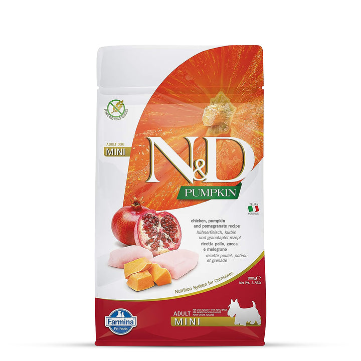 Farmina N&D Grain Free Pumpkin Chicken & Pomegranate Dry Dog Food - Mini Breed Adult