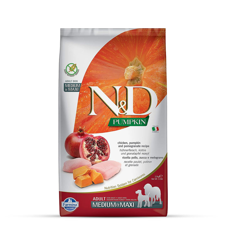Farmina N&D Grain Free Pumpkin Chicken & Pomegranate Dry Dog Food - Medium & Maxi Breed Adult