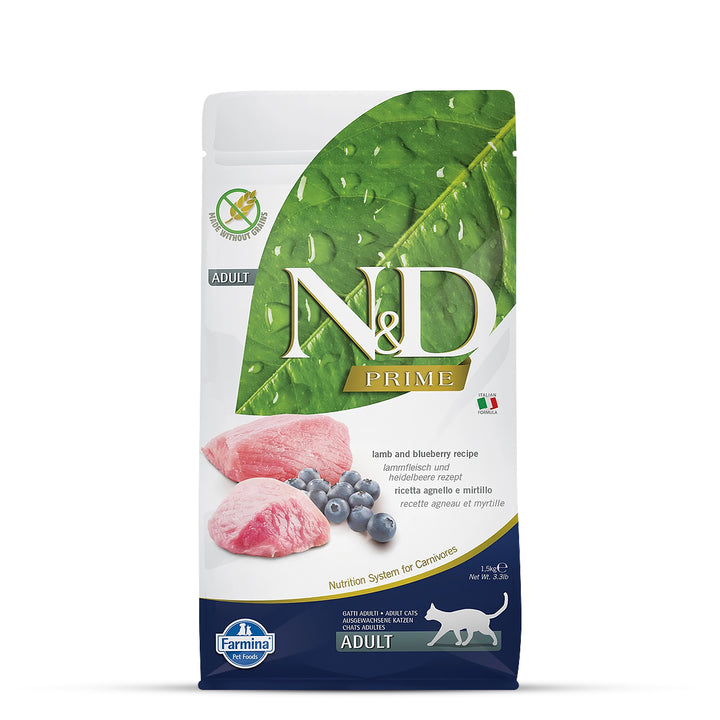 Farmina N&D Grain Free Prime Lamb & Blueberry Adult Dry Cat Food - All Breed Adult