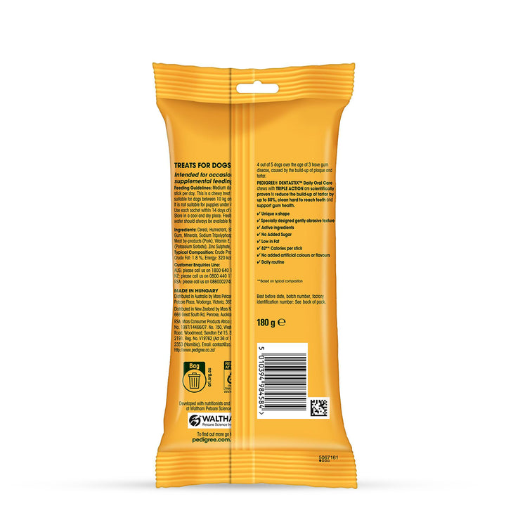 Pedigree Dentastix Medium Breed Oral Care Dog Treat - 7 Sticks - 180g