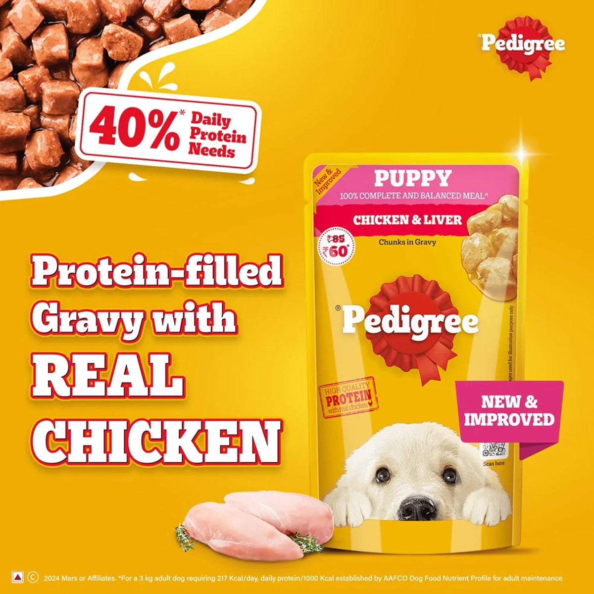 Pedigree Chicken Chunks in Gravy Puppy Wet Dog Food - 130g