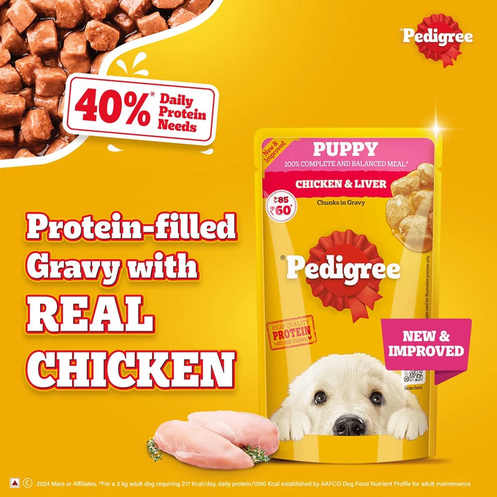 Pedigree Chicken Chunks in Gravy Puppy Wet Dog Food - 130g