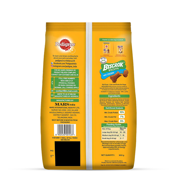 Pedigree Biscrok Chicken Flavor Dog Biscuits - 900g