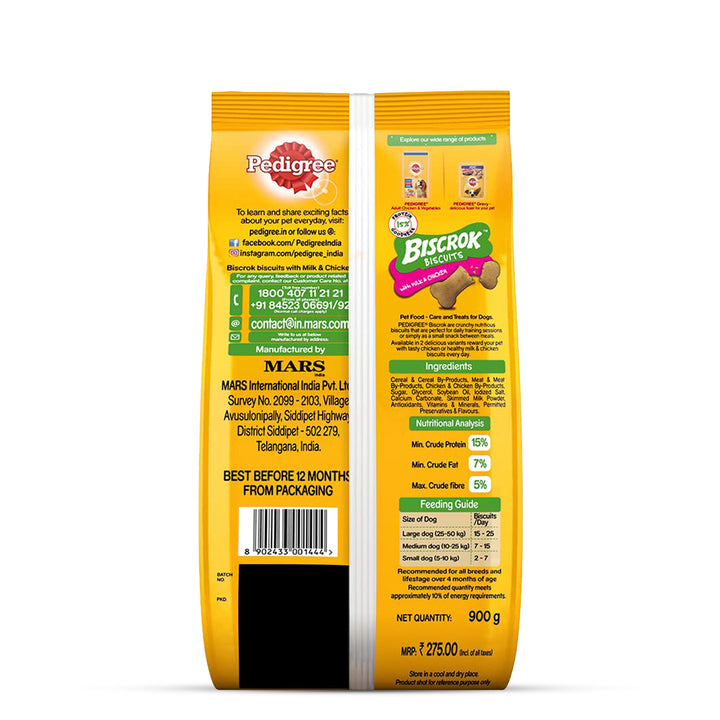 Pedigree Biscrok Milk & Chicken Flavor Dog Biscuits - 900g