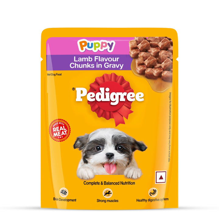 Pedigree Lamb Flavour Chunks in Gravy Puppy Wet Dog Food - 70g
