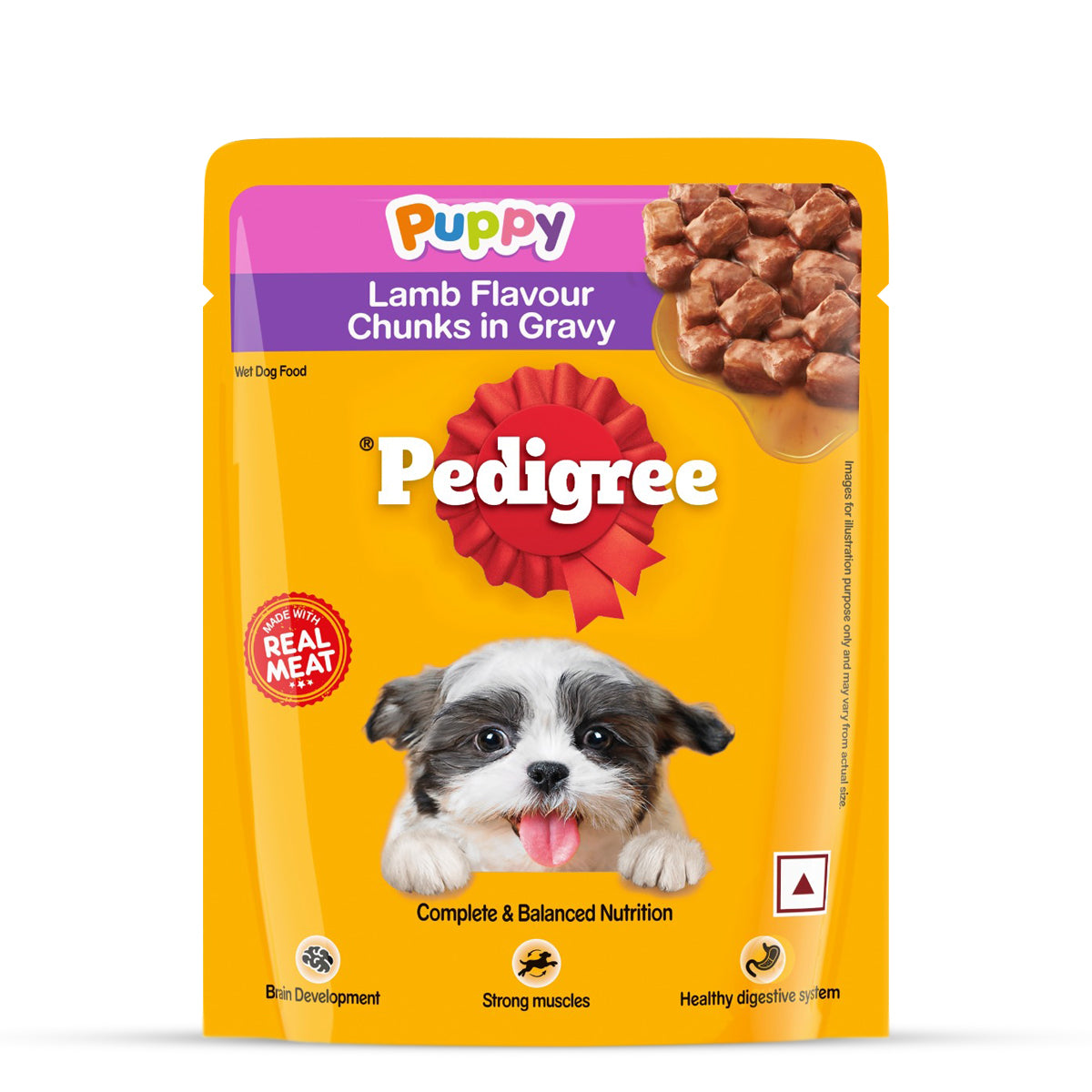 Pedigree Lamb Flavour Chunks in Gravy Puppy Wet Dog Food - 70g