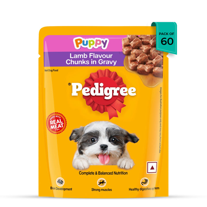 Pedigree Lamb Flavour Chunks in Gravy Puppy Wet Dog Food - 70g