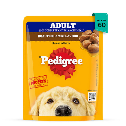 Pedigree Adult, Wet Dog Food, Roasted Lamb Flavor Chunks in Gravy - 70g