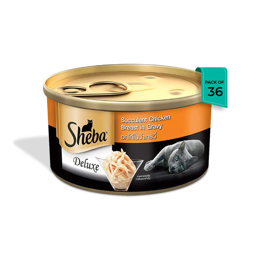 Sheba Deluxe Succulent Chicken Breast In Gravy Premium Canned Wet Cat Food - All Breed Adult - 85g