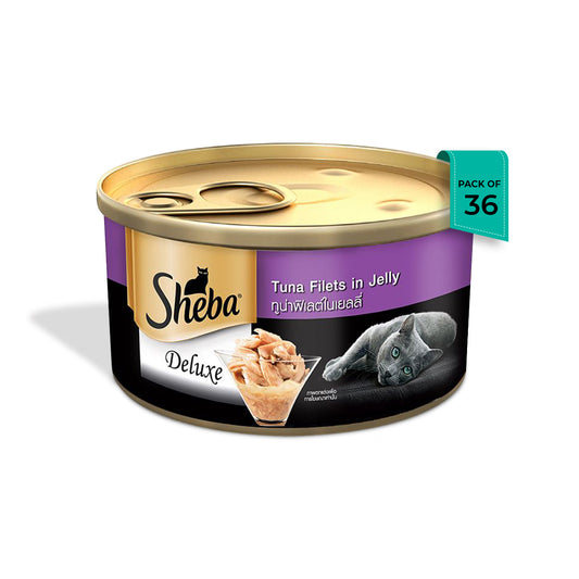 Sheba Deluxe Tuna In Jelly Premium Canned Wet Cat Food - All Breed Adult - 85g