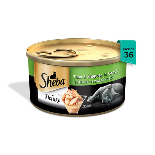 Sheba Deluxe Tuna & Snapper In Gravy Premium Canned Wet Cat Food - All Breed - 85g