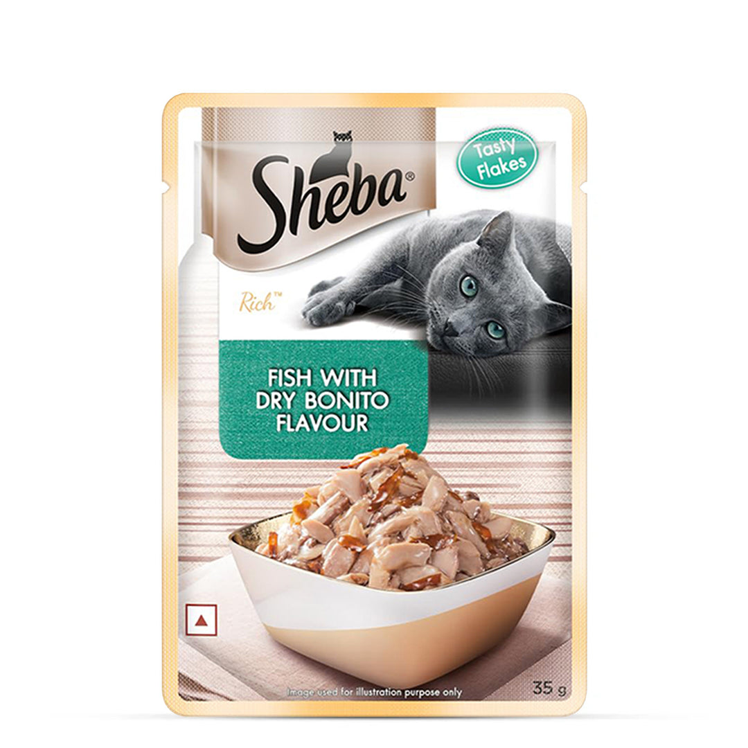 Sheba Rich Fish with Dry Bonito Flake Premium Wet Cat Food - All Breed Adult - 35g