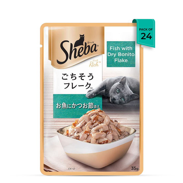 Sheba Rich Fish with Dry Bonito Flake Premium Wet Cat Food - All Breed Adult - 35g