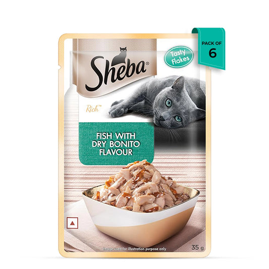 Sheba Rich Fish with Dry Bonito Flake Premium Wet Cat Food - All Breed Adult - 35g