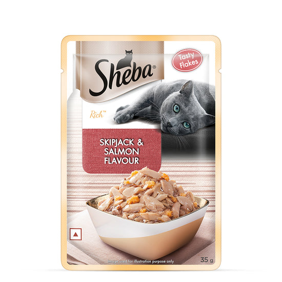 Sheba Rich Fish Mix (Skipjack & Salmon) Premium Wet Cat Food - All Breed Adult - 35g