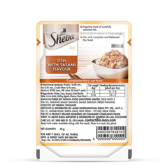 Sheba Rich Fish with Sasami Premium Wet Cat Food - All Breed Adult - 35g