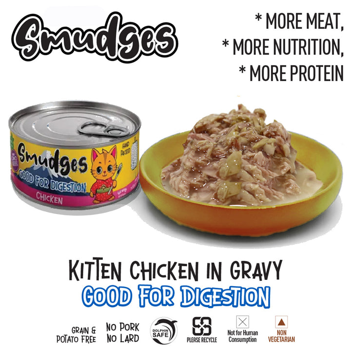 Smudges Chicken Shredded in Gravy Wet Cat Food - All Breed Kitten - 60g