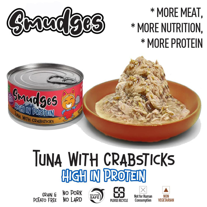 Smudges Tuna with Crabsticks in Gravy Wet Cat Food - All Breed Adult - 80g