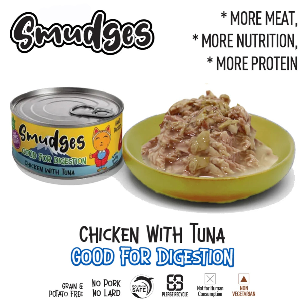 Smudges Adult Cat Chicken Flakes With Tuna In Soft Jelly - 80g
