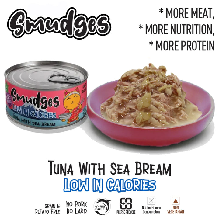 Smudges Adult Cat Tuna Flakes With Sea Bream in Soft Jelly - 80g