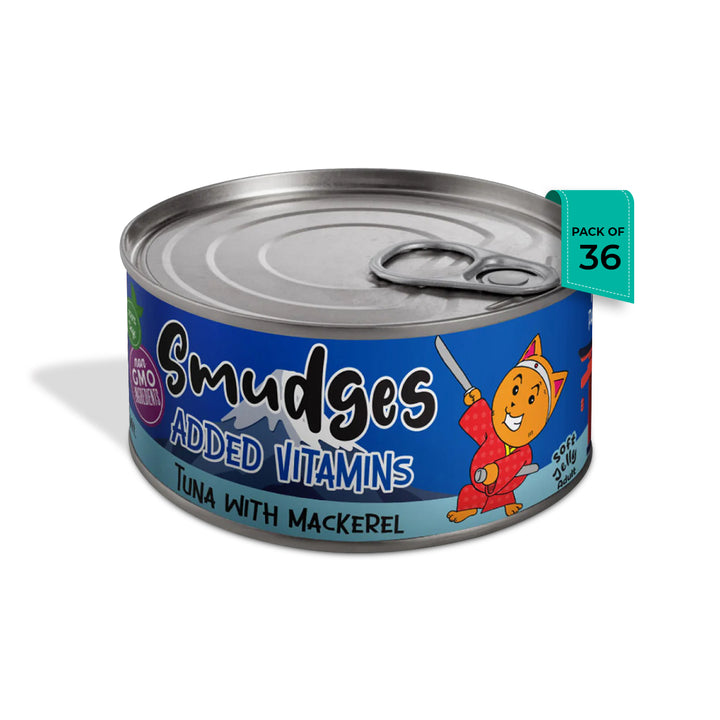 Smudges Adult Cat Tuna Flakes With Mackerel in Soft Jelly - 80g