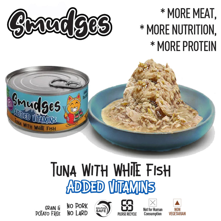 Smudges Adult Cat Tuna with White Fish in Gravy - 80g