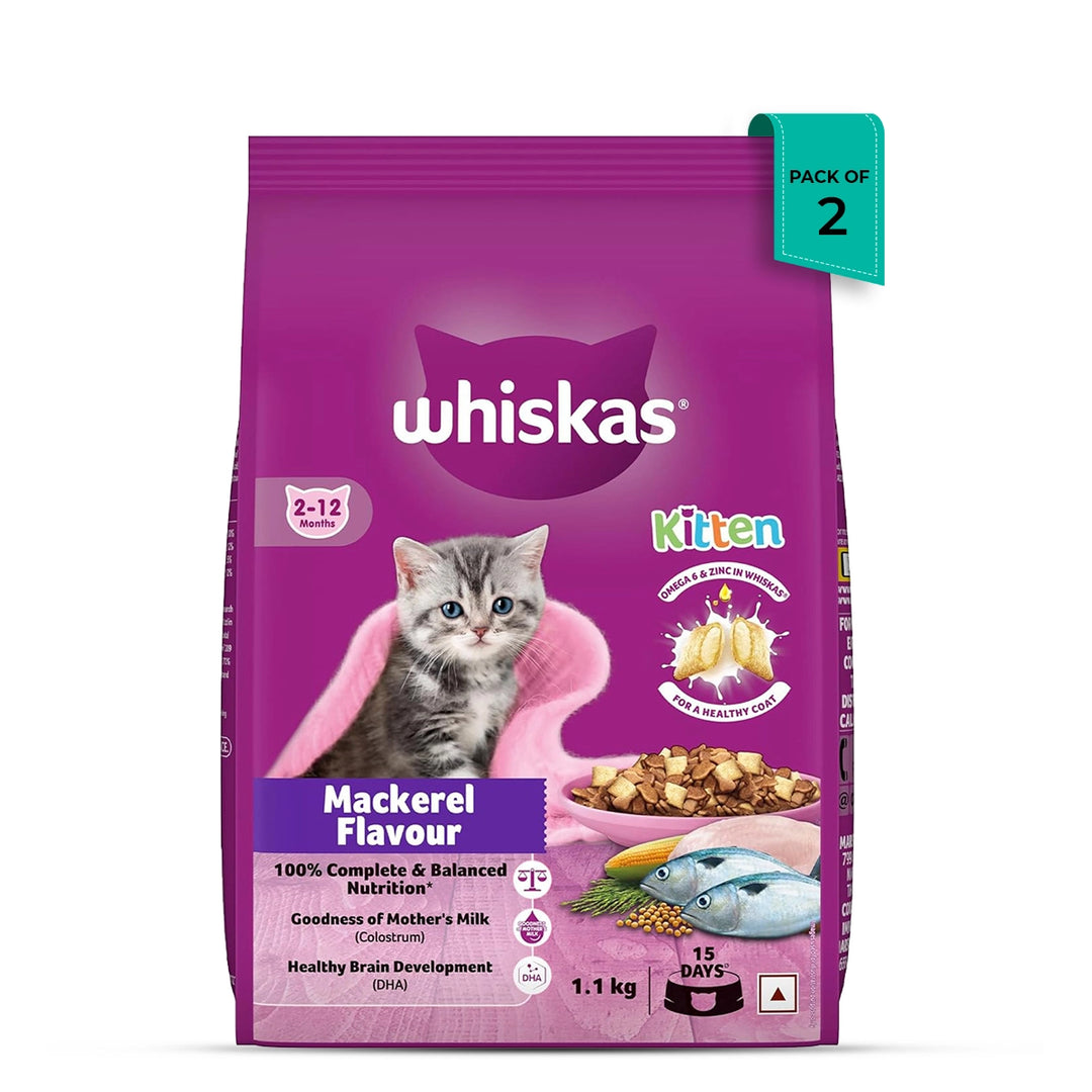 Whiskas Kitten (2-12 months) Mackerel Dry Food - 1.1 kg