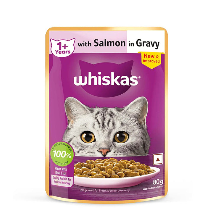 Whiskas Adult Salmon In Gravy Wet Cat Food - 80g