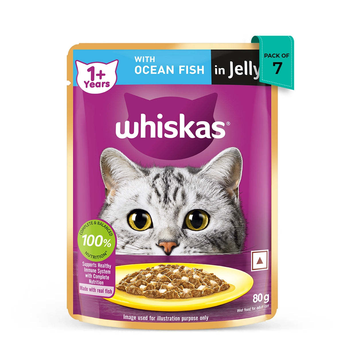 Whiskas Adult Ocean Fish Wet Cat Food - 80g