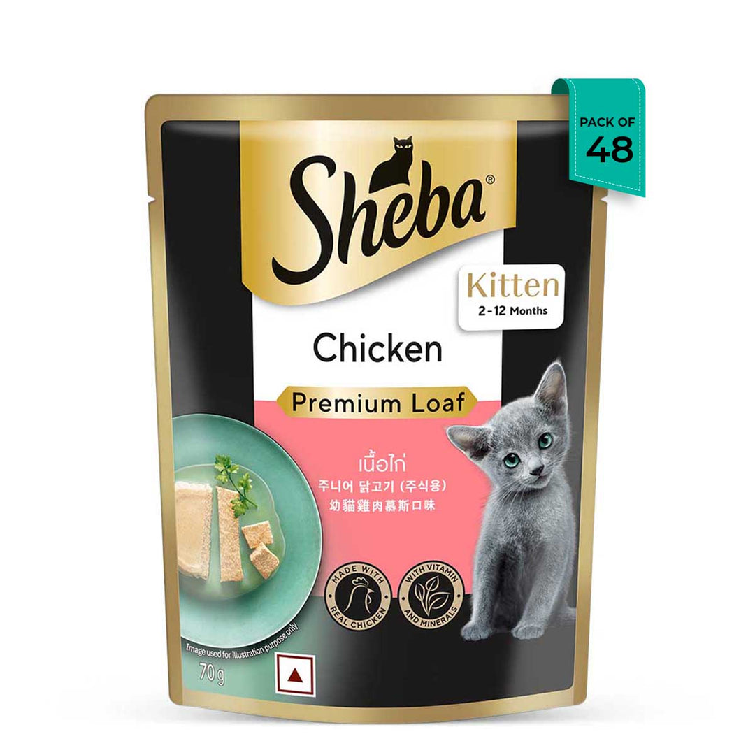 Sheba Rich Premium Chicken Loaf Fine Wet Cat Food - All Breed Kitten (2-12 Months) - 70g