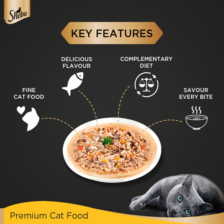 Sheba Rich Premium Tuna Pumpkin & Carrot In Gravy Fine Wet Cat Food - All Breed Adult (+1 Year) - 70g
