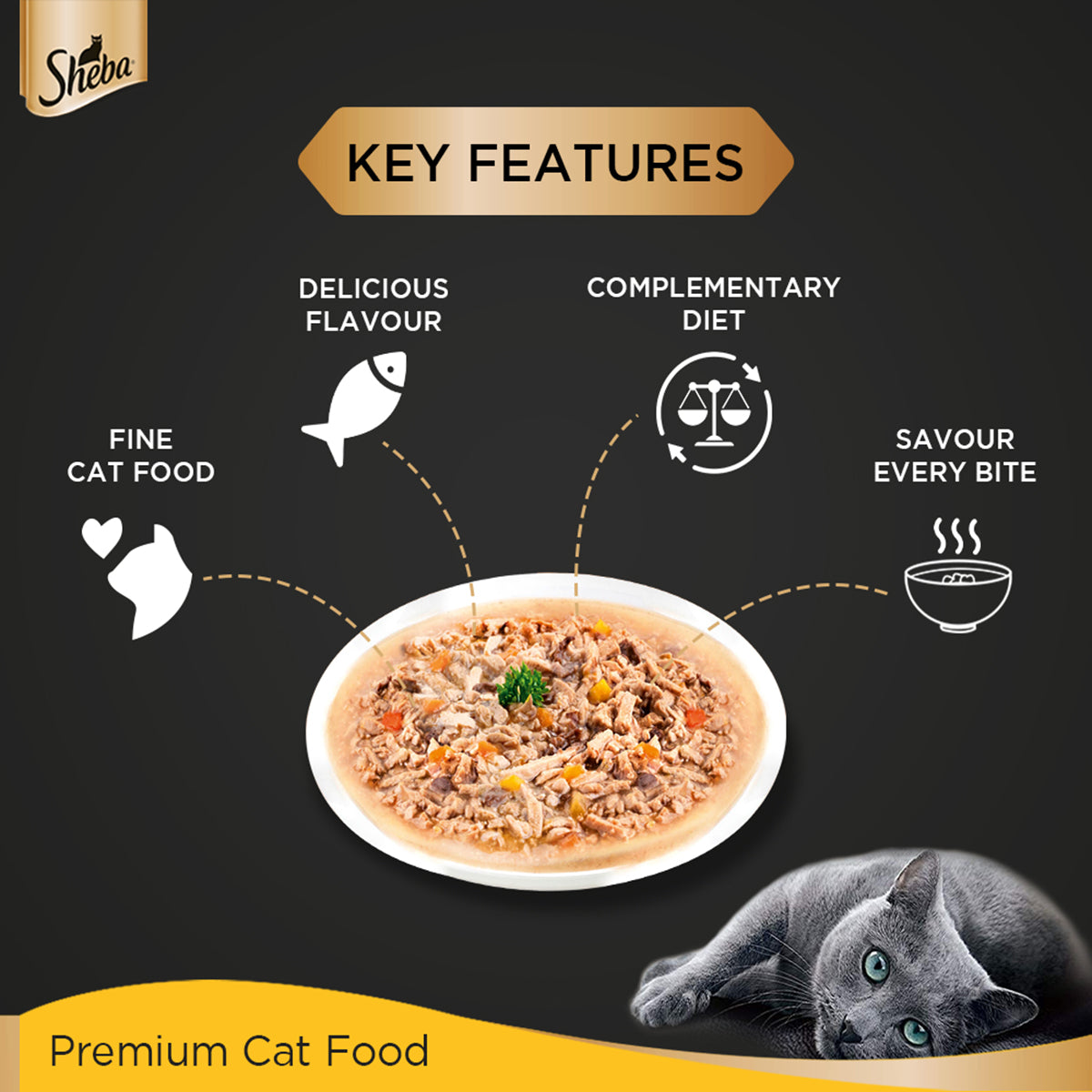 Sheba Rich Premium Tuna Pumpkin & Carrot In Gravy Fine Wet Cat Food - All Breed Adult (+1 Year) - 70g