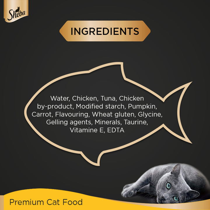 Sheba Rich Premium Tuna Pumpkin & Carrot In Gravy Fine Wet Cat Food - All Breed Adult (+1 Year) - 70g