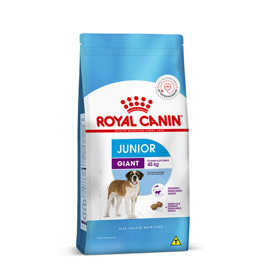 Royal Canin Giant Junior dry dog food packaging available at Zigly